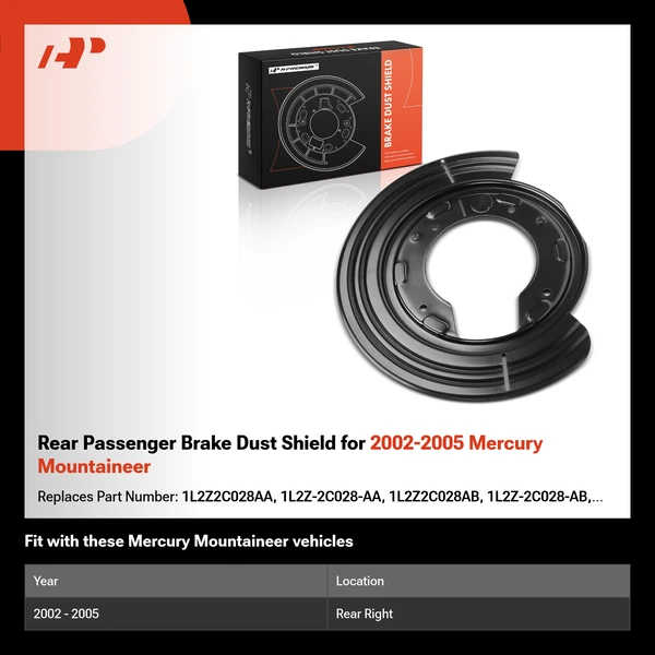 Rear Passenger Brake Dust Shield for 2002-2005 Mercury Mountaineer