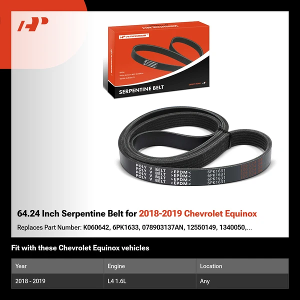 64.24 Inch Serpentine Belt for 2018-2019 Chevrolet Equinox