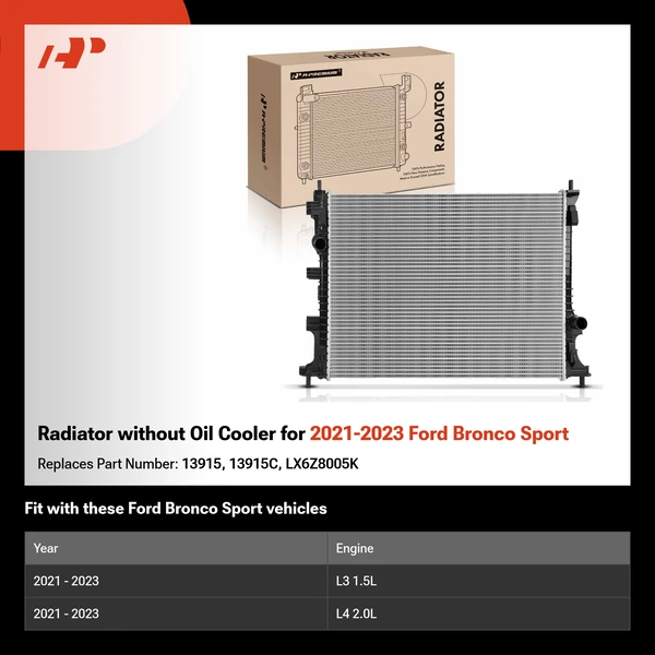 Radiator without Oil Cooler for 2021-2023 Ford Bronco Sport