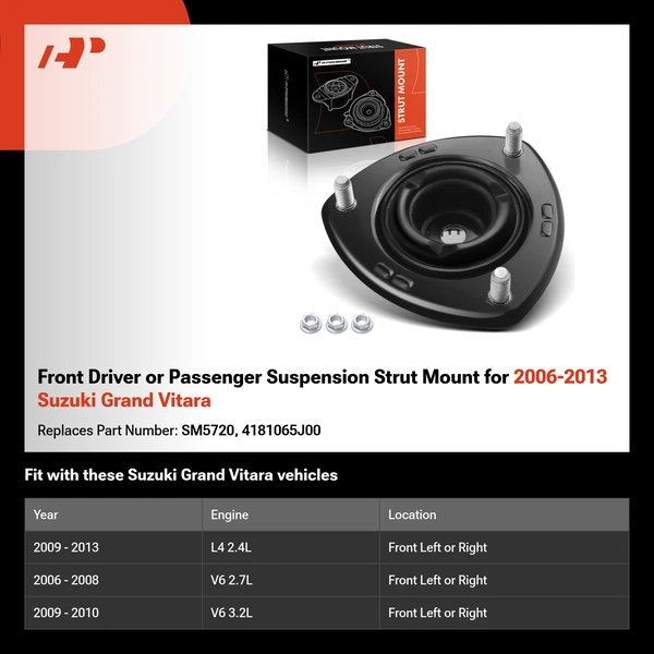 Front Driver or Passenger Suspension Strut Mount for 2006-2013 Suzuki Grand Vitara
