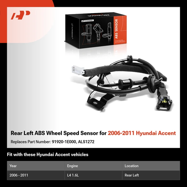 Rear Left ABS Wheel Speed Sensor for 2006-2011 Hyundai Accent