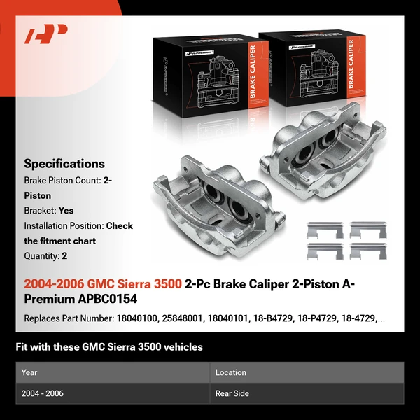 2004-2006 GMC Sierra 3500 2-Pc Brake Caliper 2-Piston A-Premium APBC0154