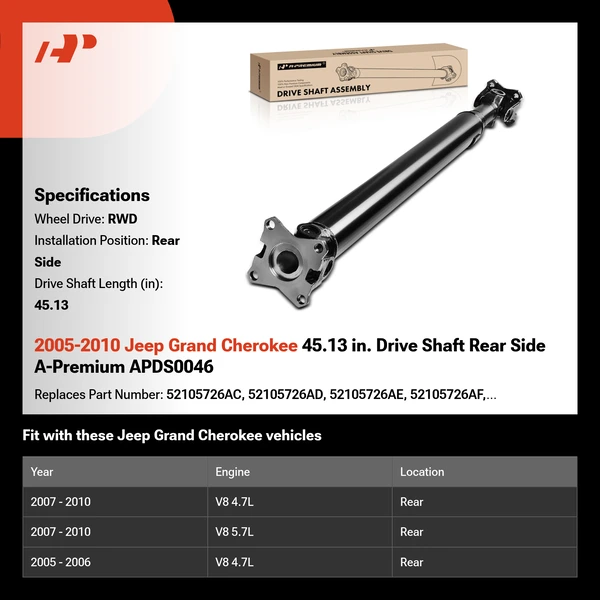 2005-2010 Jeep Grand Cherokee 45.13 in. Drive Shaft Rear Side A-Premium APDS0046