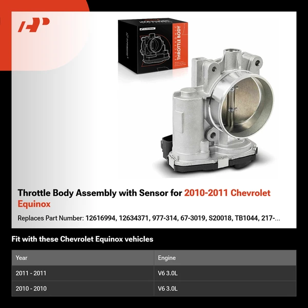 Throttle Body Assembly with Sensor for 2010-2011 Chevrolet Equinox