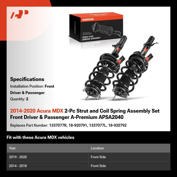 2014-2020 Acura MDX 2-Pc Strut and Coil Spring Assembly Set Front Driver & Passenger A-Premium APSA2040