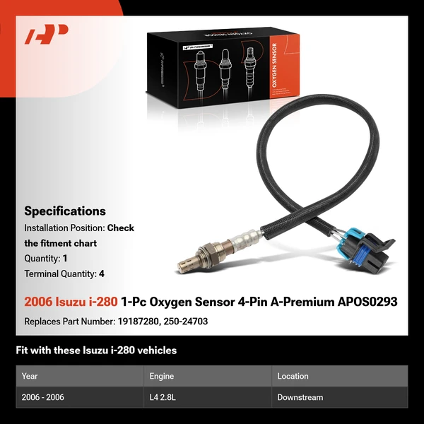 2006 Isuzu i-280 1-Pc Oxygen Sensor 4-Pin A-Premium APOS0293