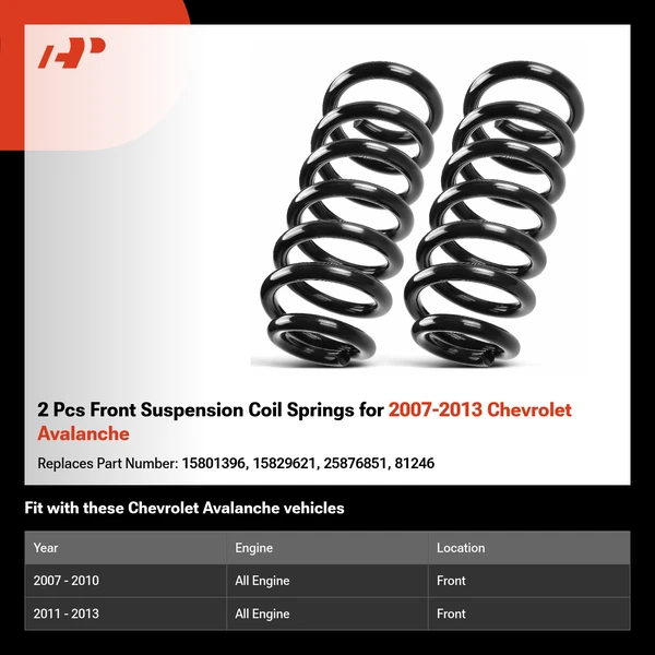 2 Pcs Front Suspension Coil Springs for 2007-2013 Chevrolet Avalanche
