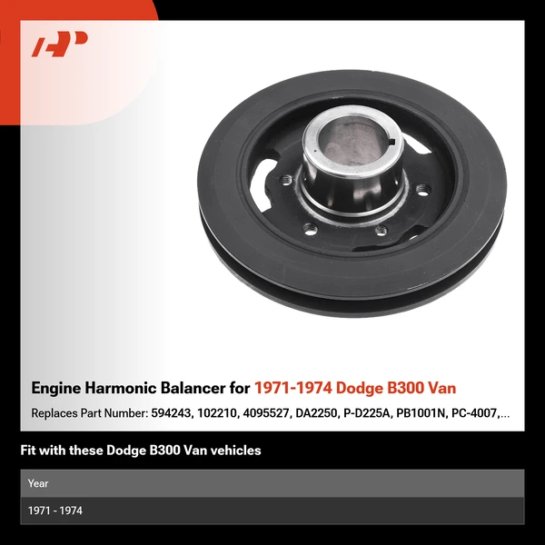 Engine Harmonic Balancer for 1971-1974 Dodge B300 Van
