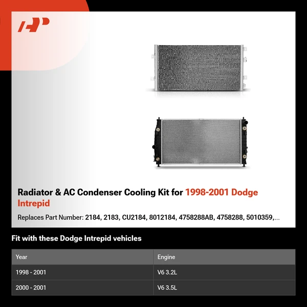 Radiator & AC Condenser Cooling Kit for 1998-2001 Dodge Intrepid