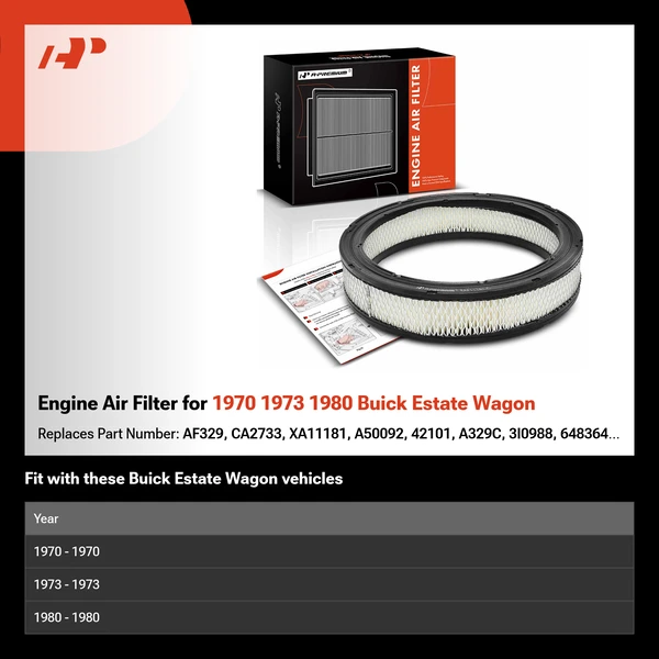 Engine Air Filter for 1970 1973 1980 Buick Estate Wagon