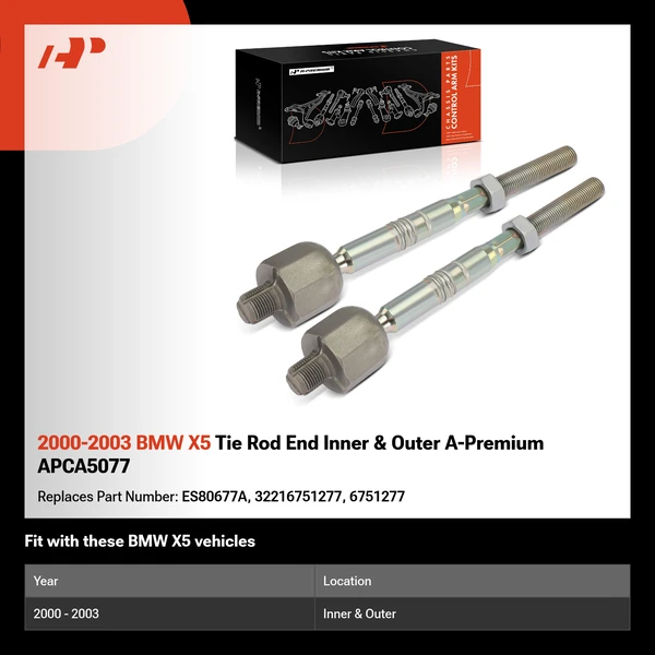 2000-2003 BMW X5 Tie Rod End Inner & Outer A-Premium APCA5077