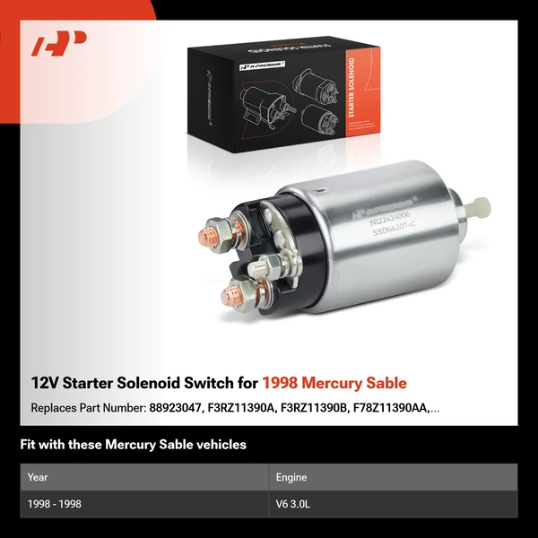 12V Starter Solenoid Switch for 1998 Mercury Sable