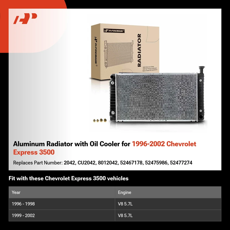 Aluminum Radiator with Oil Cooler for 1996-2002 Chevrolet Express 3500
