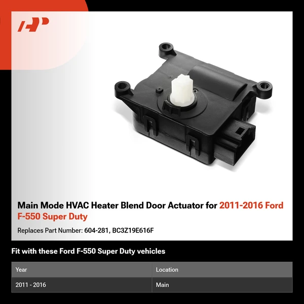 Main Mode HVAC Heater Blend Door Actuator for 2011-2016 Ford F-550 Super Duty