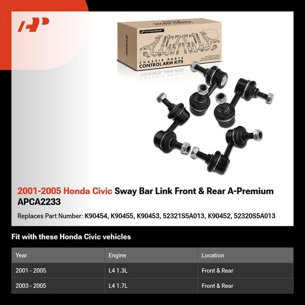 2001-2005 Honda Civic Sway Bar Link Front & Rear A-Premium APCA2233