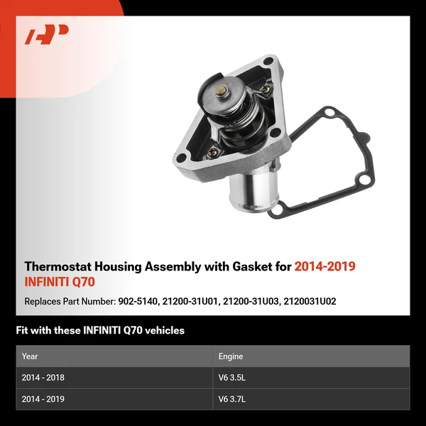 Thermostat Housing Assembly with Gasket for 2014-2019 INFINITI Q70