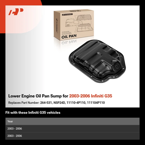 Lower Engine Oil Pan Sump for 2003-2006 Infiniti G35