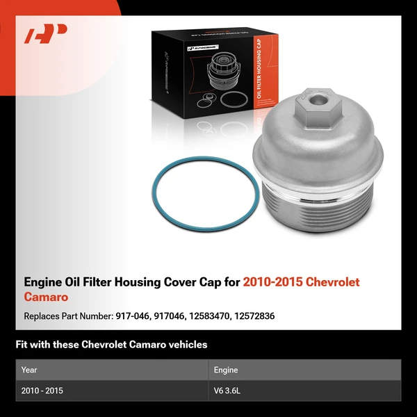 Engine Oil Filter Housing Cover Cap for 2010-2015 Chevrolet Camaro