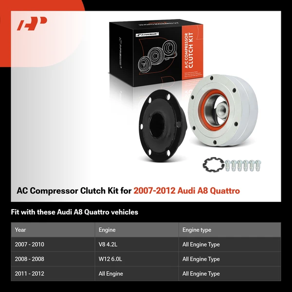 AC Compressor Clutch Kit for 2007-2012 Audi A8 Quattro