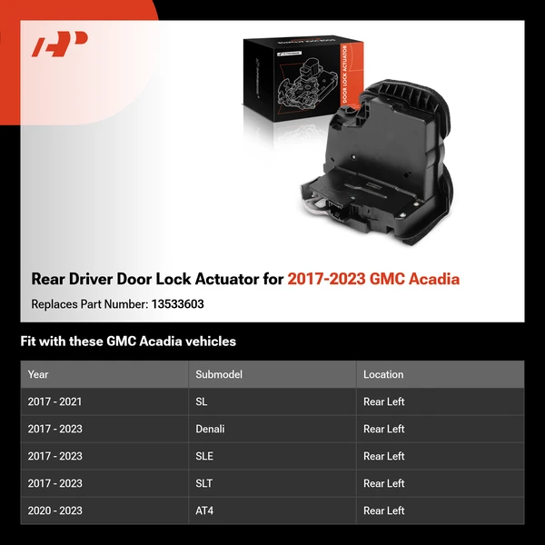 Rear Driver Door Lock Actuator for 2017-2023 GMC Acadia