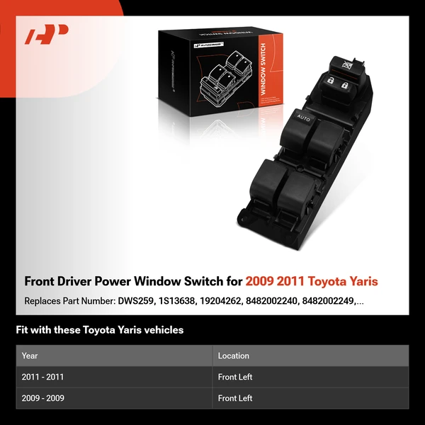 Front Driver Power Window Switch for 2009 2011 Toyota Yaris