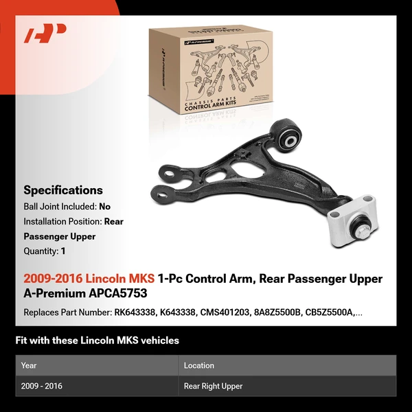 2009-2016 Lincoln MKS 1-Pc Control Arm, Rear Passenger Upper A-Premium APCA5753