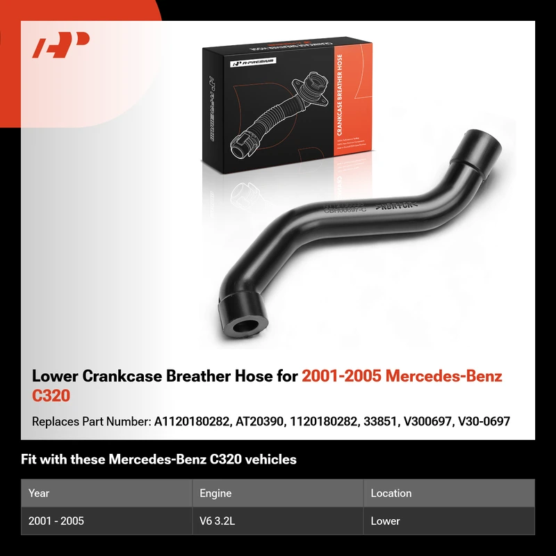 Lower Crankcase Breather Hose for 2001-2005 Mercedes-Benz C320