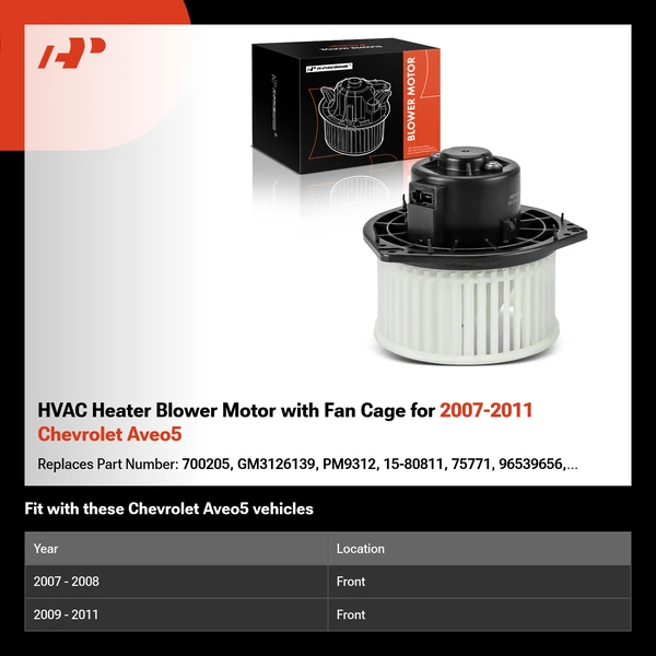 HVAC Heater Blower Motor with Fan Cage for 2007-2011 Chevrolet Aveo5