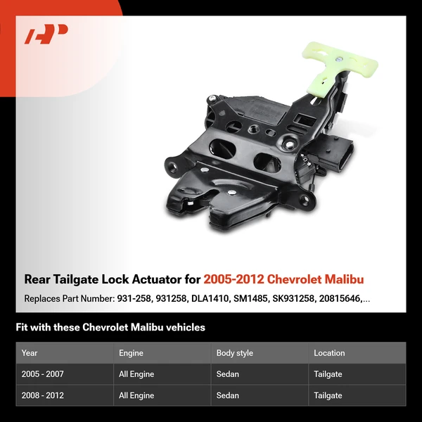 Rear Tailgate Lock Actuator for 2005-2012 Chevrolet Malibu