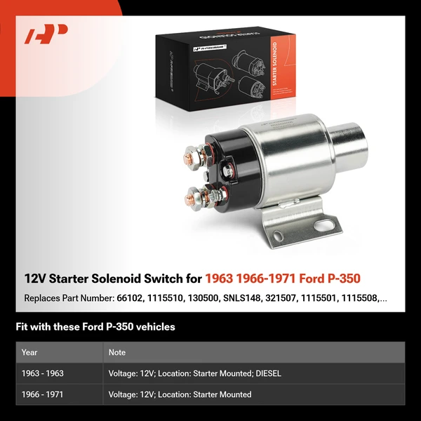 12V Starter Solenoid Switch for 1963 1966-1971 Ford P-350