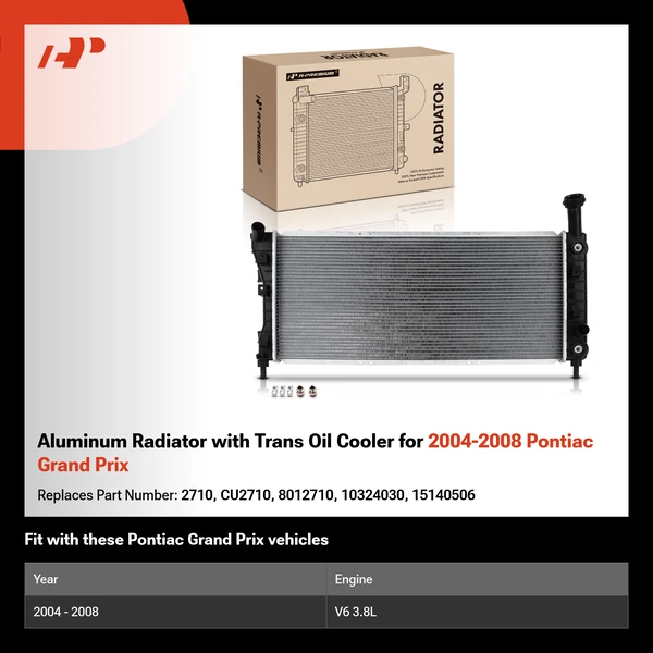 Aluminum Radiator with Trans Oil Cooler for 2004-2008 Pontiac Grand Prix