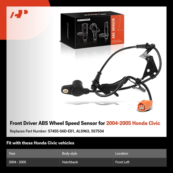 Front Driver ABS Wheel Speed Sensor for 2004-2005 Honda Civic