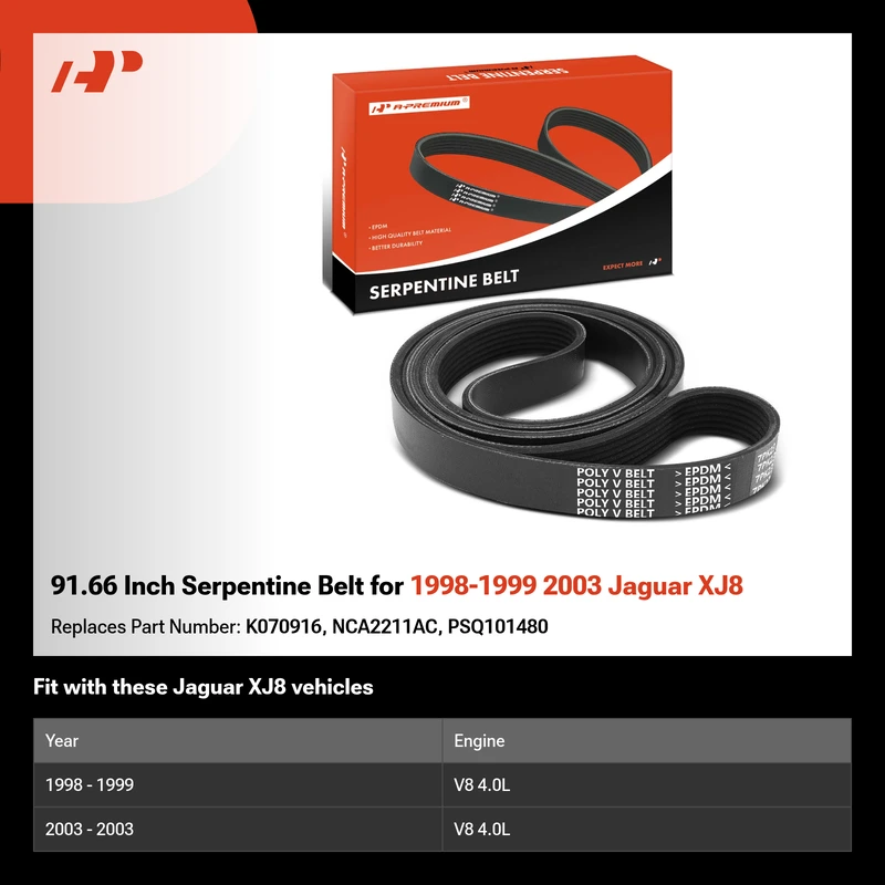 91.66 Inch Serpentine Belt for 1998-1999 2003 Jaguar XJ8