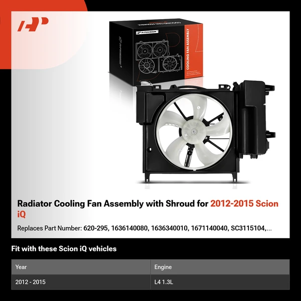 Radiator Cooling Fan Assembly with Shroud for 2012-2015 Scion iQ