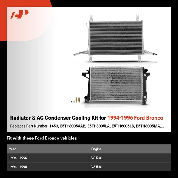 Radiator & AC Condenser Cooling Kit for 1994-1996 Ford Bronco