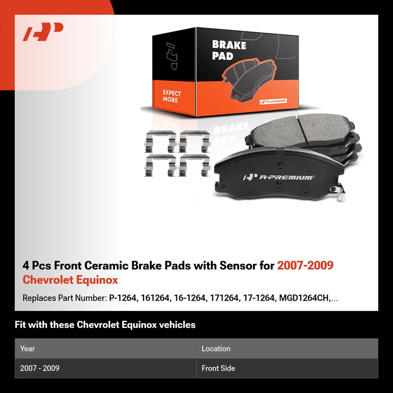 4 Pcs Front Ceramic Brake Pads with Sensor for 2007-2009 Chevrolet Equinox