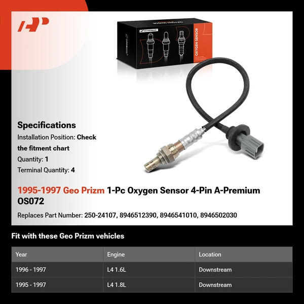 1995-1997 Geo Prizm 1-Pc Oxygen Sensor 4-Pin A-Premium OS072