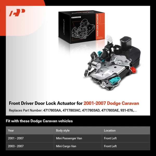 Front Driver Door Lock Actuator for 2001-2007 Dodge Caravan