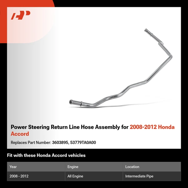 Power Steering Return Line Hose Assembly for 2008-2012 Honda Accord