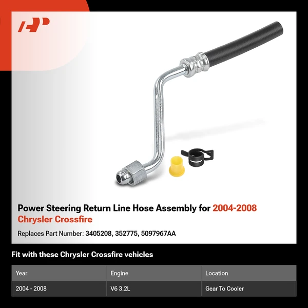 Power Steering Return Line Hose Assembly for 2004-2008 Chrysler Crossfire