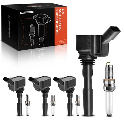 4 Pcs Black Ignition Coil & 4 Pcs IRIDIUM Spark Plug Kit