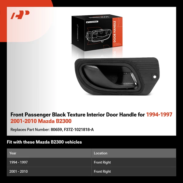 Front Passenger Black Texture Interior Door Handle for 1994-1997 2001-2010 Mazda B2300