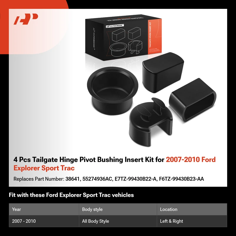 4 Pcs Tailgate Hinge Pivot Bushing Insert Kit for 2007-2010 Ford Explorer Sport Trac