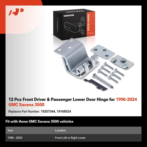 12 Pcs Front Driver & Passenger Lower Door Hinge for 1996-2024 GMC Savana 3500