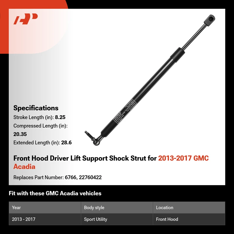 Front Hood Driver Lift Support Shock Strut for 2013-2017 GMC Acadia