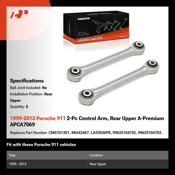 1999-2013 Porsche 911 2-Pc Control Arm, Rear Upper A-Premium APCA7069