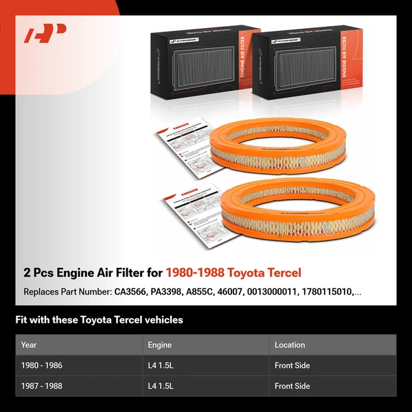 2 Pcs Engine Air Filter for 1980-1988 Toyota Tercel