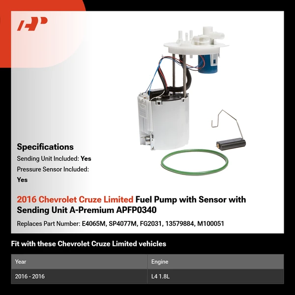 2016 Chevrolet Cruze Limited Fuel Pump with Sensor with Sending Unit A-Premium APFP0340