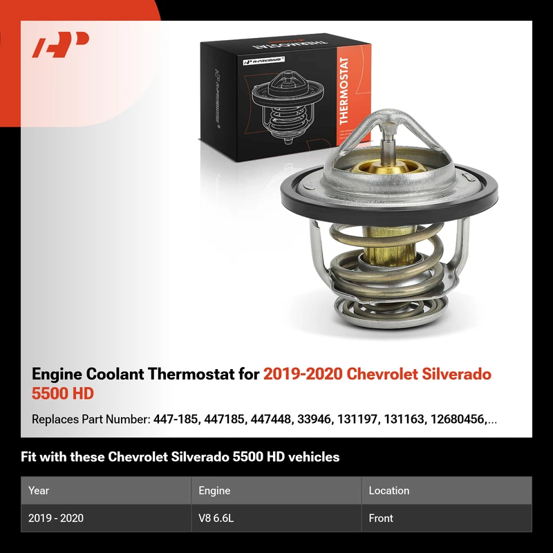 Engine Coolant Thermostat for 2019-2020 Chevrolet Silverado 5500 HD