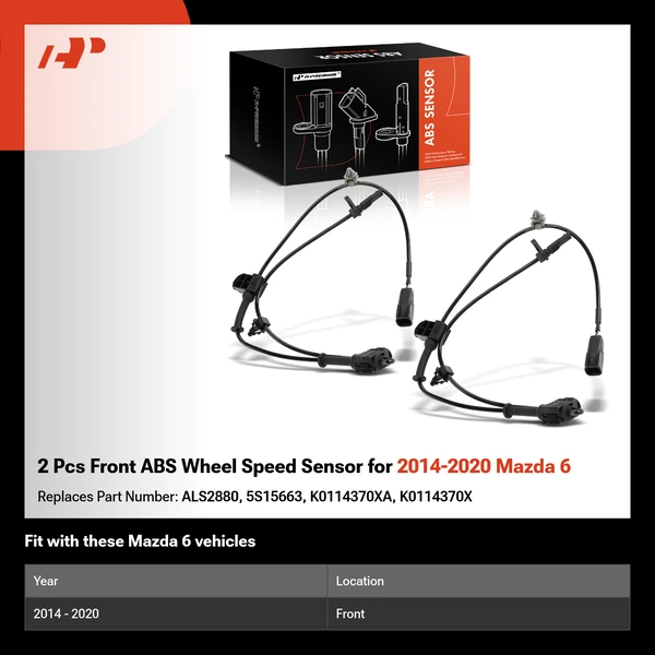 2 Pcs Front ABS Wheel Speed Sensor for 2014-2020 Mazda 6